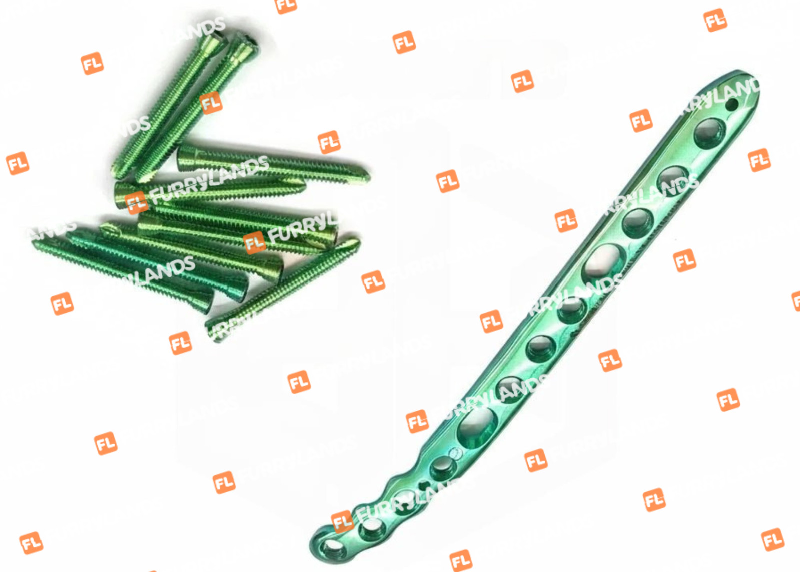 3.5mm Veterinary Distal Humerus Plate Set (10 Pcs) + 3.5mm LCP Screws 50 Pcs Ti