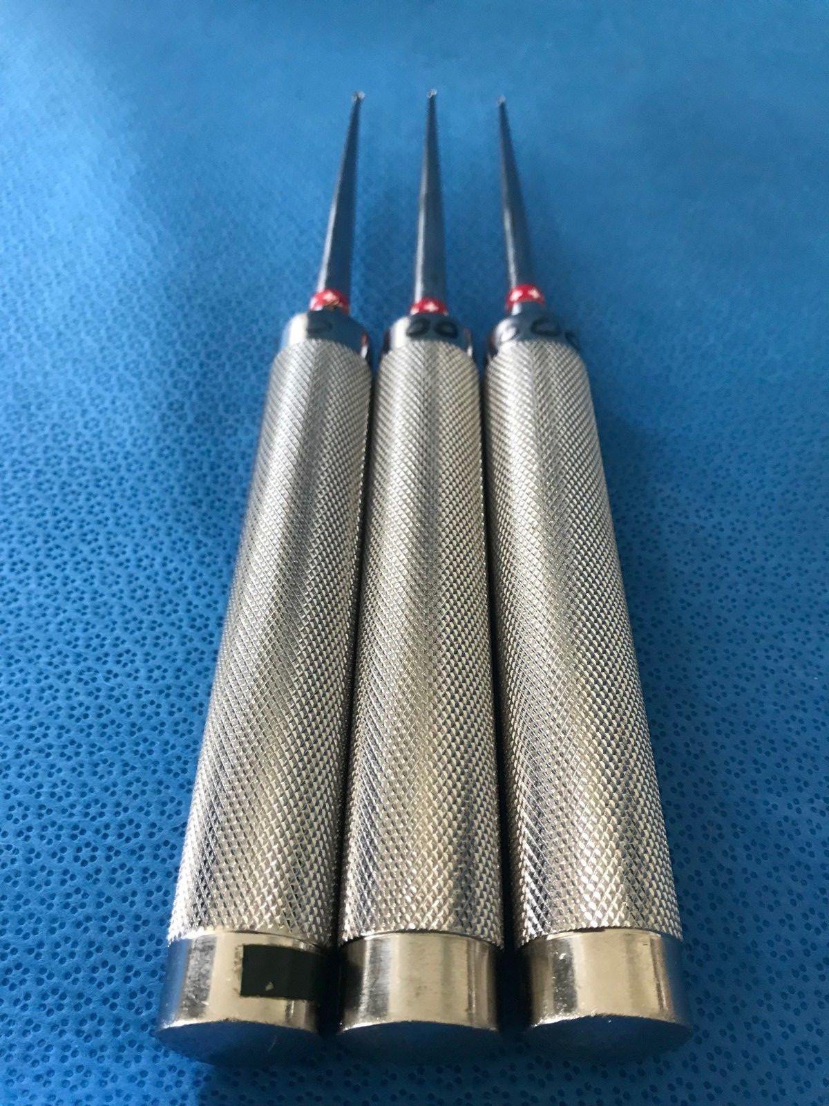 Lot of 3 Jarit 240-175/6/7 Cobb Oval Cup Straight Bone Curettes, 0/00/000 L: 11″