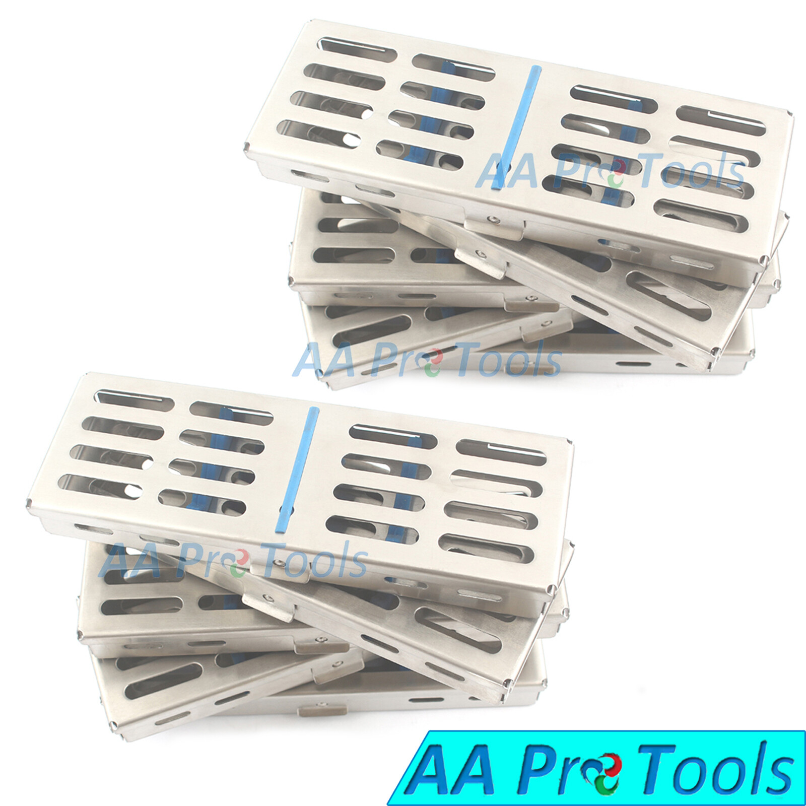 SET OF 10 DENTAL AUTOCLAVE STERILIZATION CASSETTE RACK BOX TRAY FOR 5 INSTRUMENT