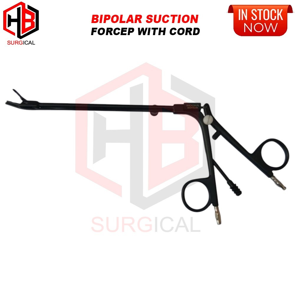 STAMMBERGER Bipolar Suction Forceps, 12.5cm Length, 15° Up Tip With Cord 3 meter