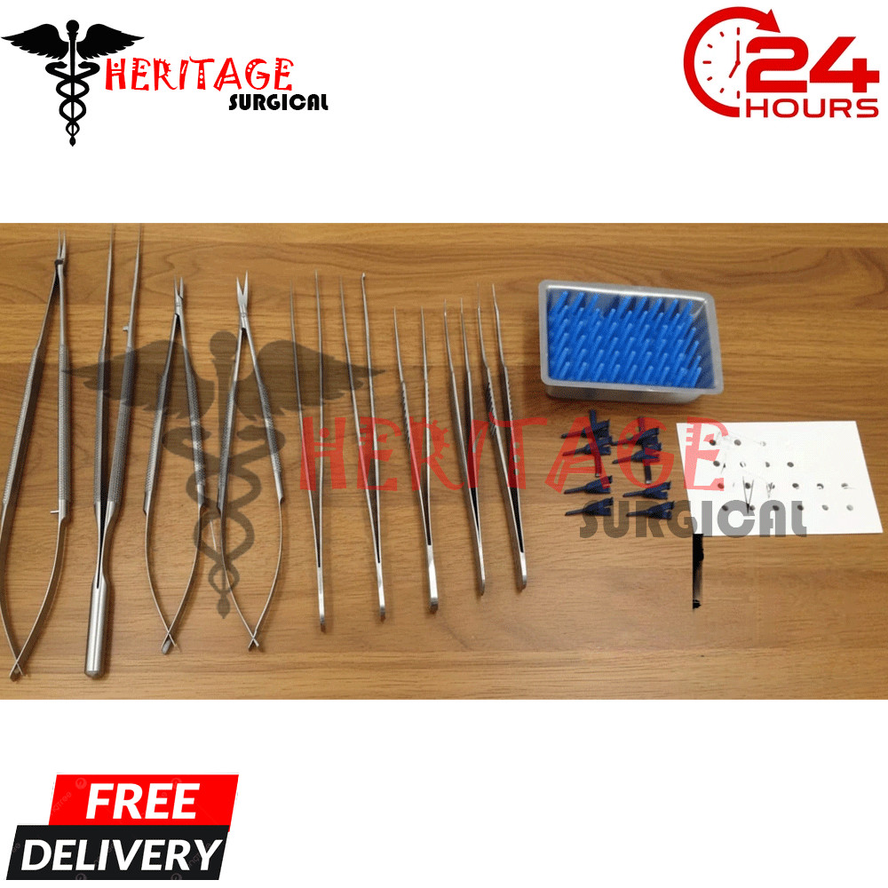 Micro Surgery Instrument Set 9 Pcs With Micro Vascular Clamp Plastic Surgery