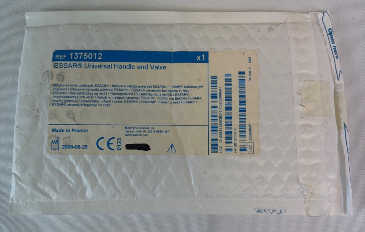 Medtronic XOMED 1375012 ESSAR Universal Handle & Valve Neuro ENT Suction