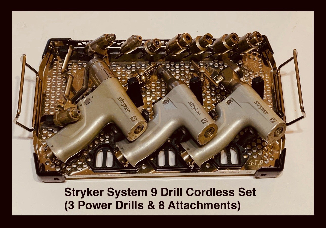 Stryker System 9 Drill Cordless Set (3P. Drills & 8Attatchs) Batteries Available