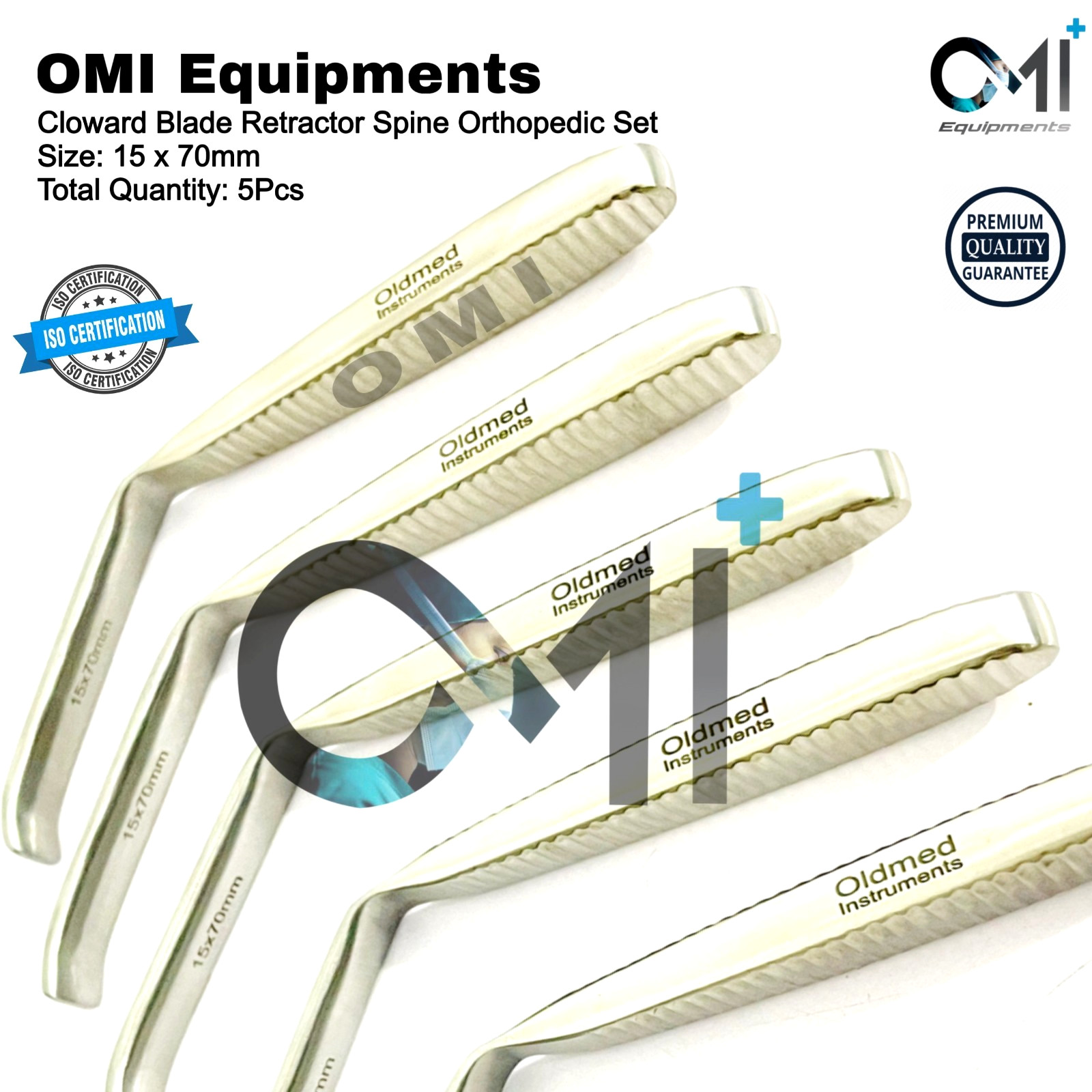 Cloward Blade Retractor Set of 5Pcs Orthopedic,15/70mm Spine Surgical Instrument