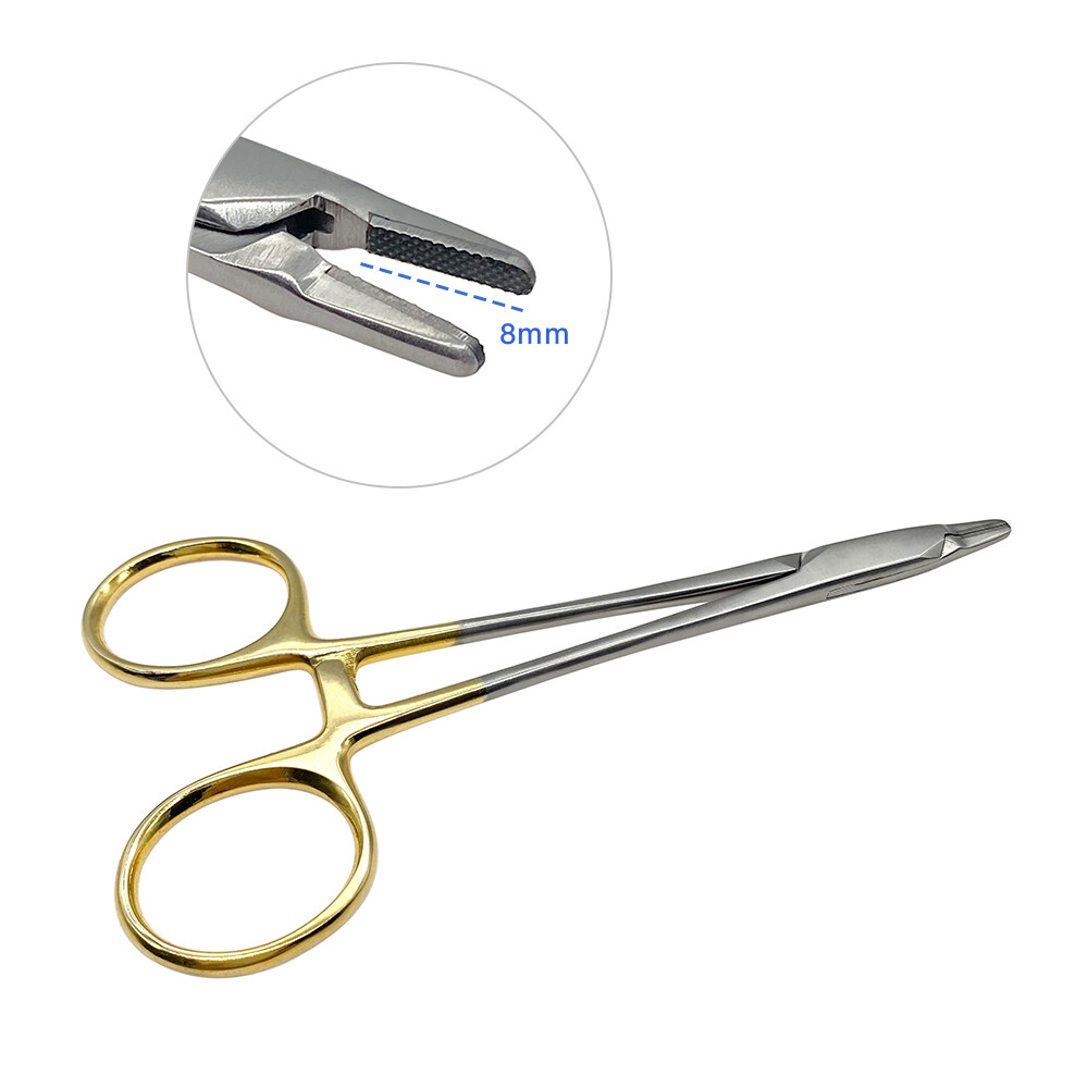 Needle Holder Plier Reusable Gold Plated Handle Orthodontic Forcep Instrument