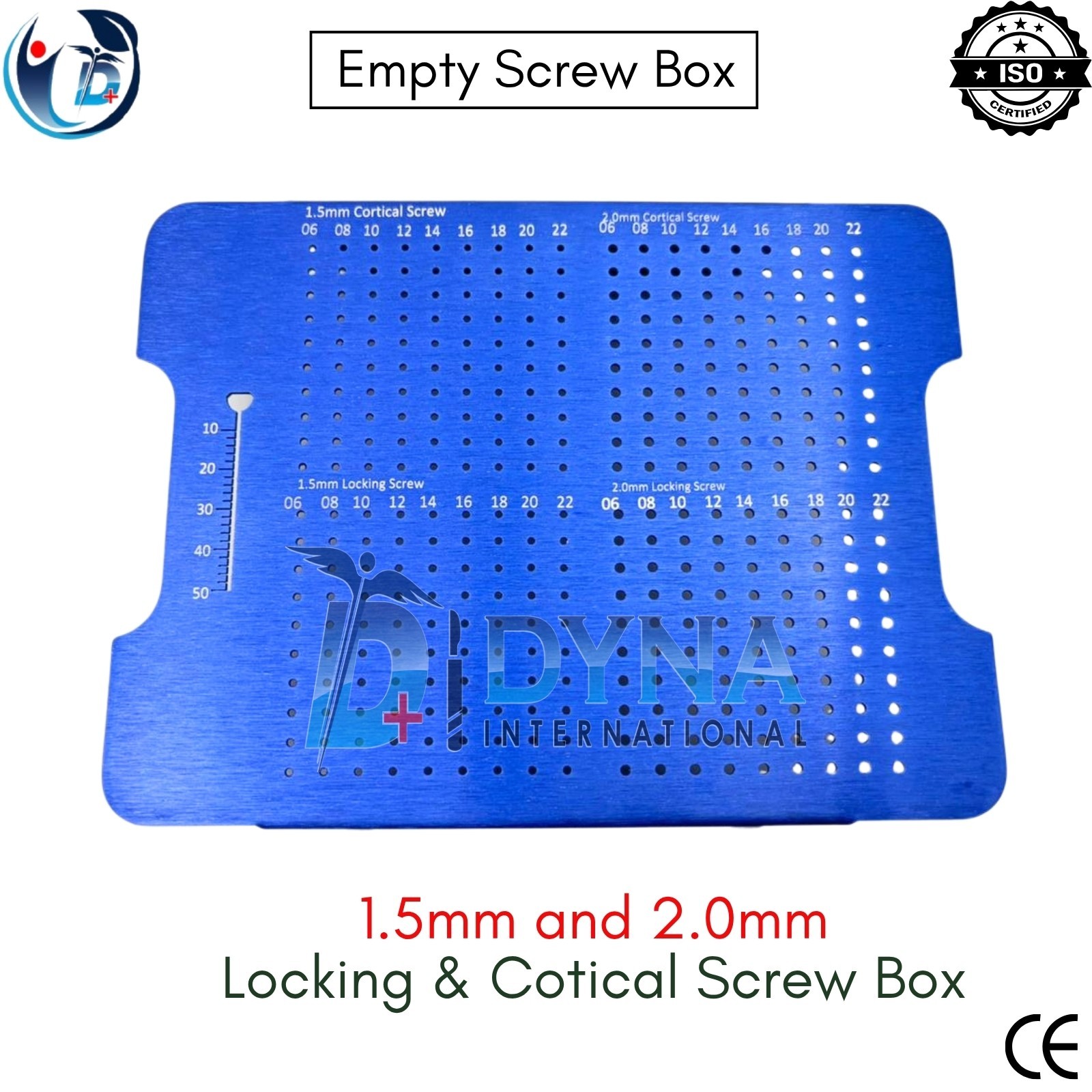 Orthopedic LCP Empty 1.5mm & 2.0mm Locking and Cortical Screw Box Aluminum Case