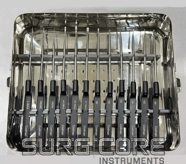 Lot Of 14 Codman Microdiscectomy Karlin Cervical Curettes Set w Tray