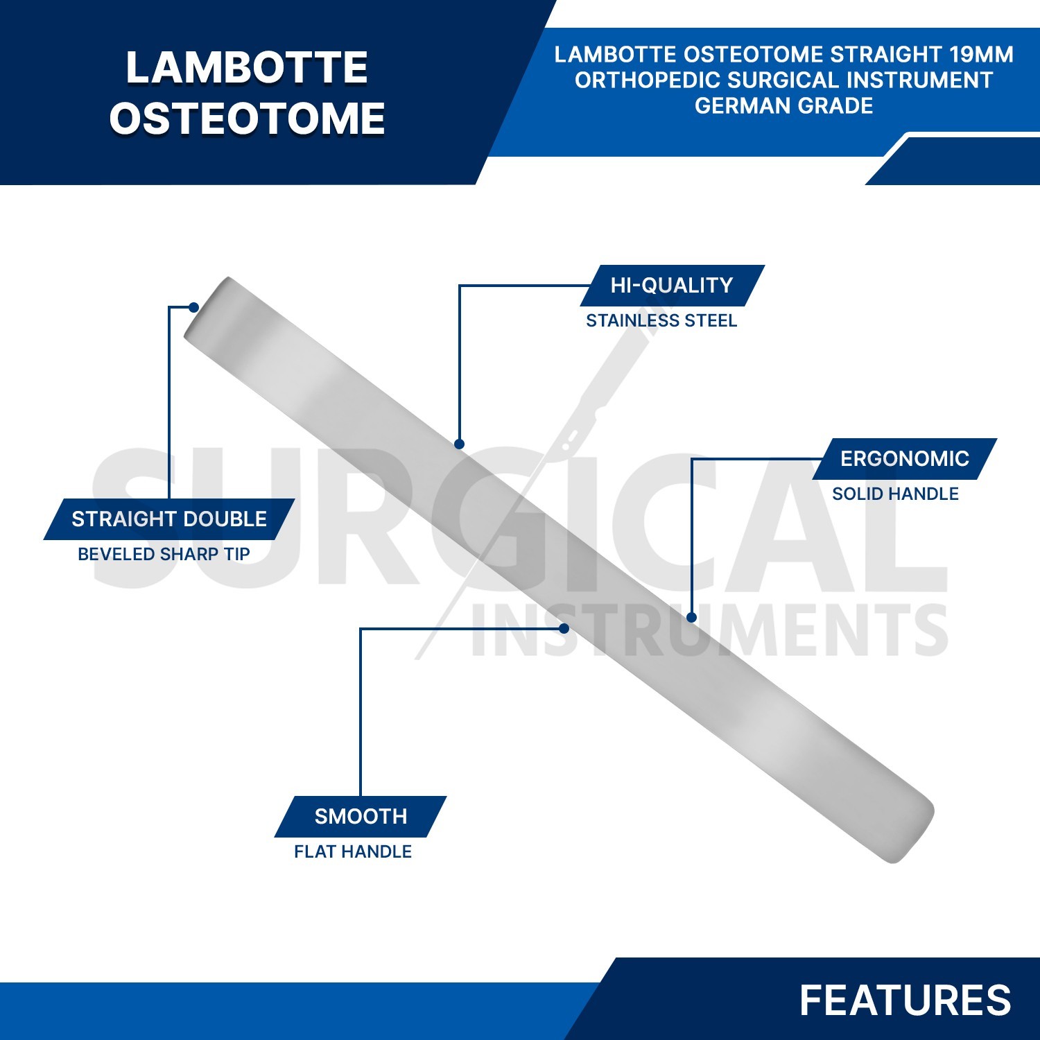 Lambotte Osteotome 9″ with 19mm Tips Orthopedic Surgical Instrument German Grade