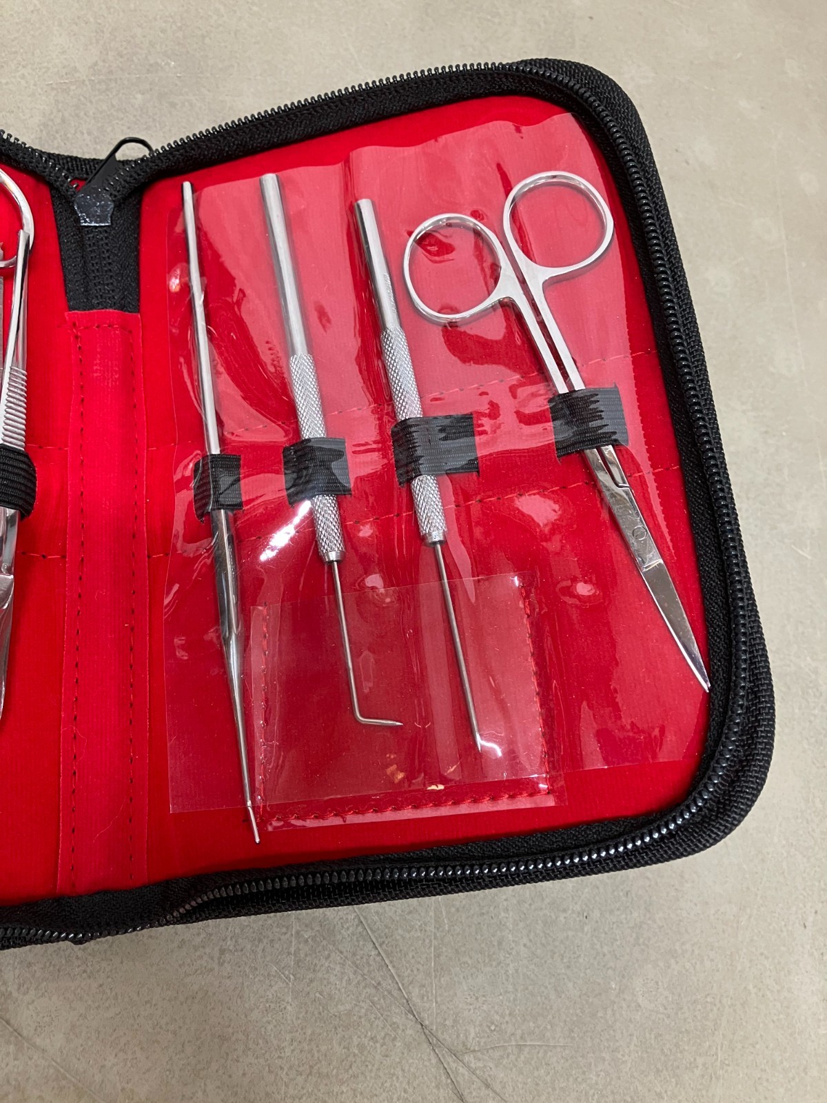 9 Pieces Set Stainless Steel Dissection Surgical Kit Set Red Case Medical Tools