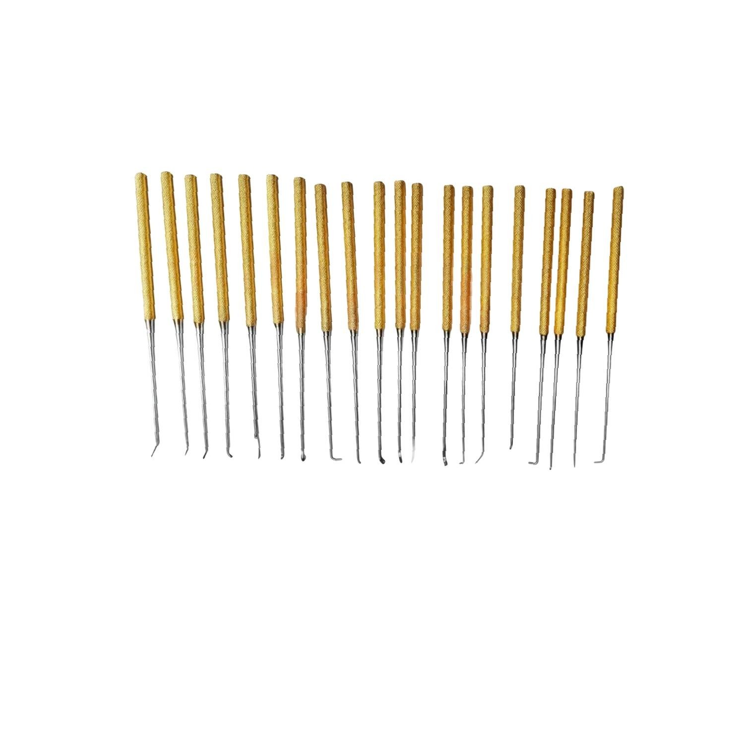Rhoton Micro Dissector Set 20 Pieces with Gold Neurosurgery Surgical Instruments