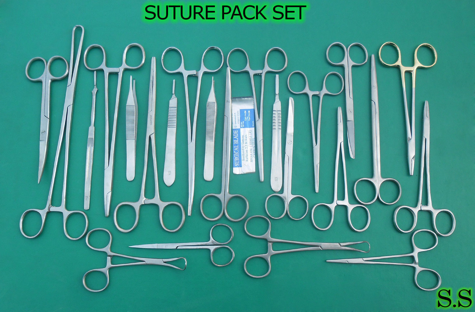 SUTURE KIT, SUTURE SET,SUTURE PACK, VETERINARY 45 PCS SURGICAL INSTRUMENT DS-952