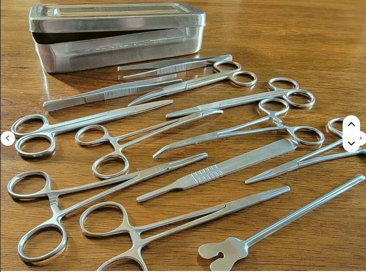 3 Set of 13 Pcs Basic Minor Surgery Kit W/ Steel Box Surgical Instruments