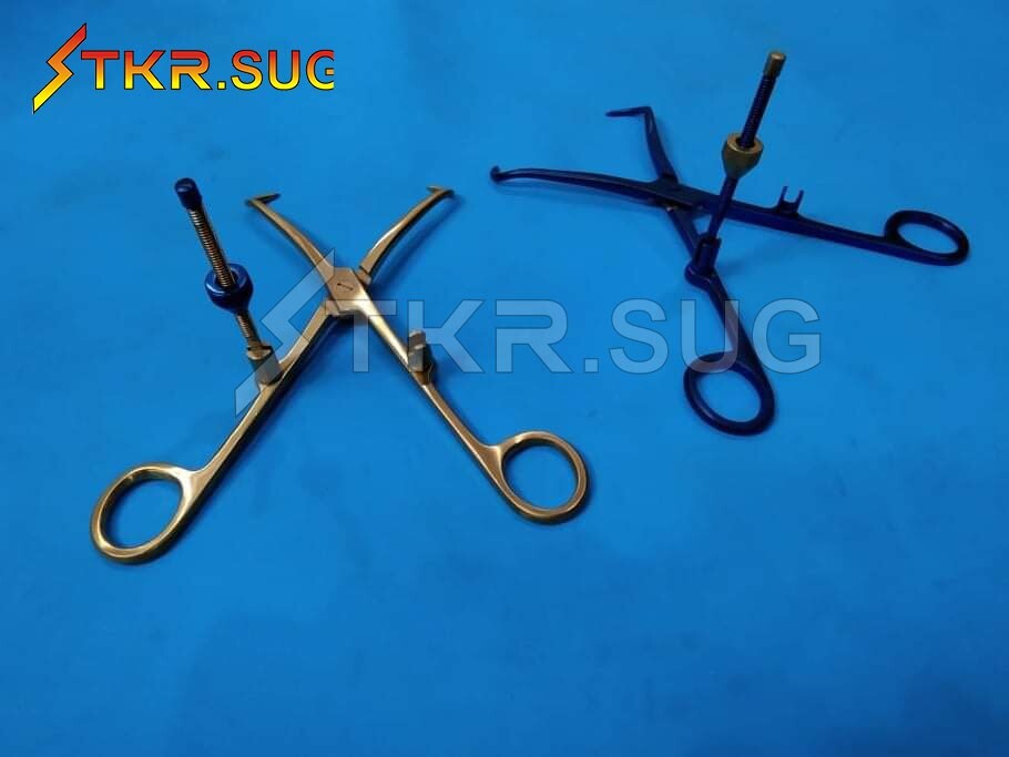 Bone Reduction Forceps With Fixation Screw Orthopedic Instruments Set 2 Pcs CE