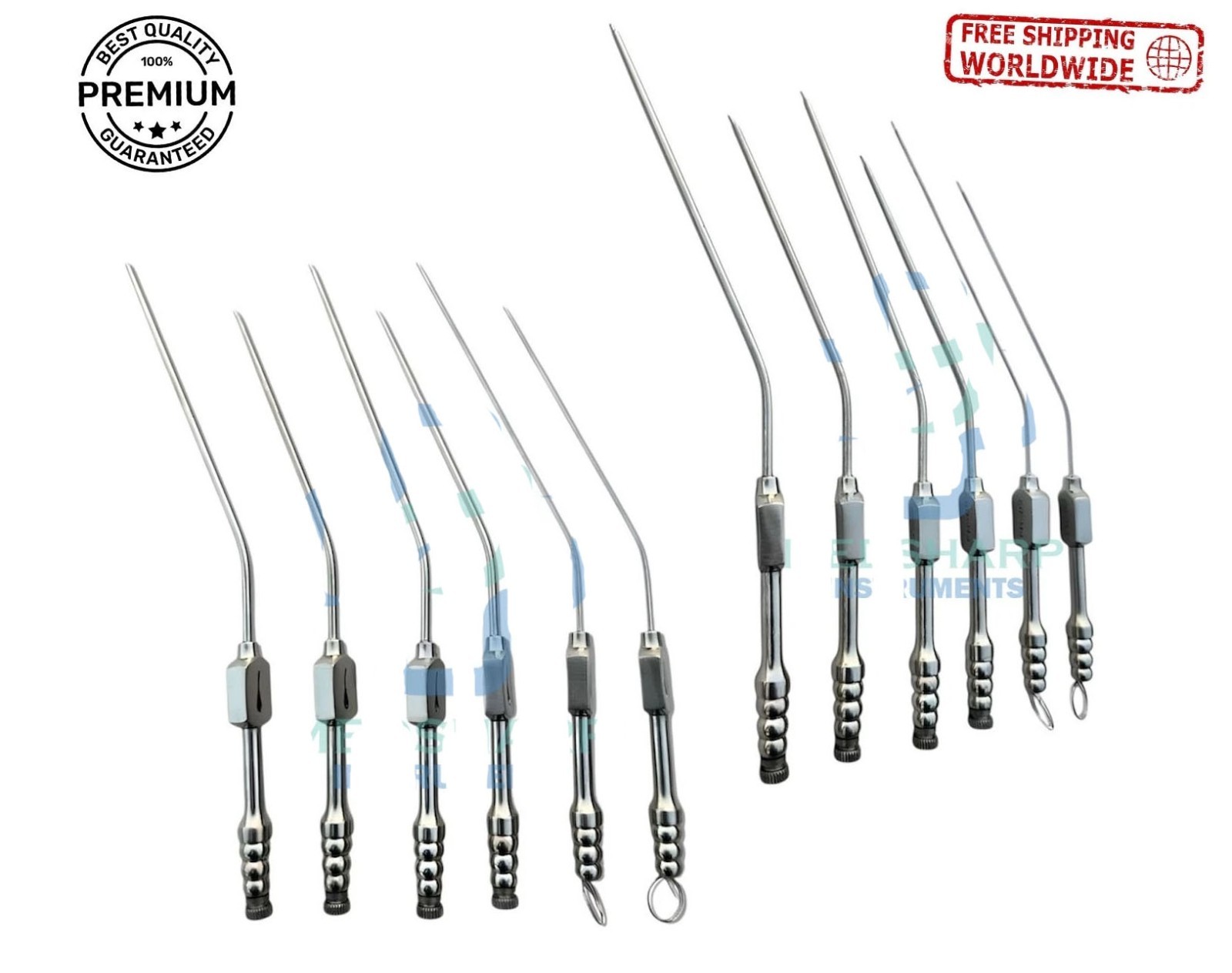 New Fukushima Teardrop Suction Tube Fr 3,5,7 Small & Medium 12 PCs Set Surgical