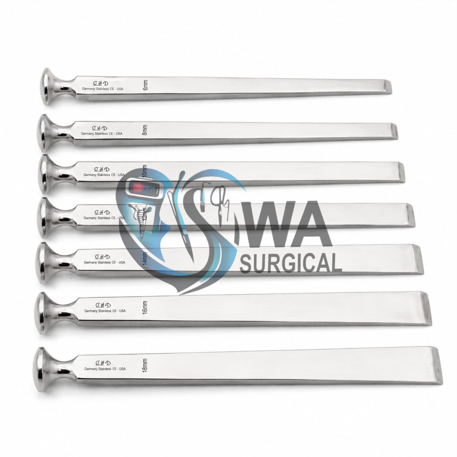 7 PCS US Army Pattern Chisel Set 6.5″ German Surgical Instruments Orthopedics,