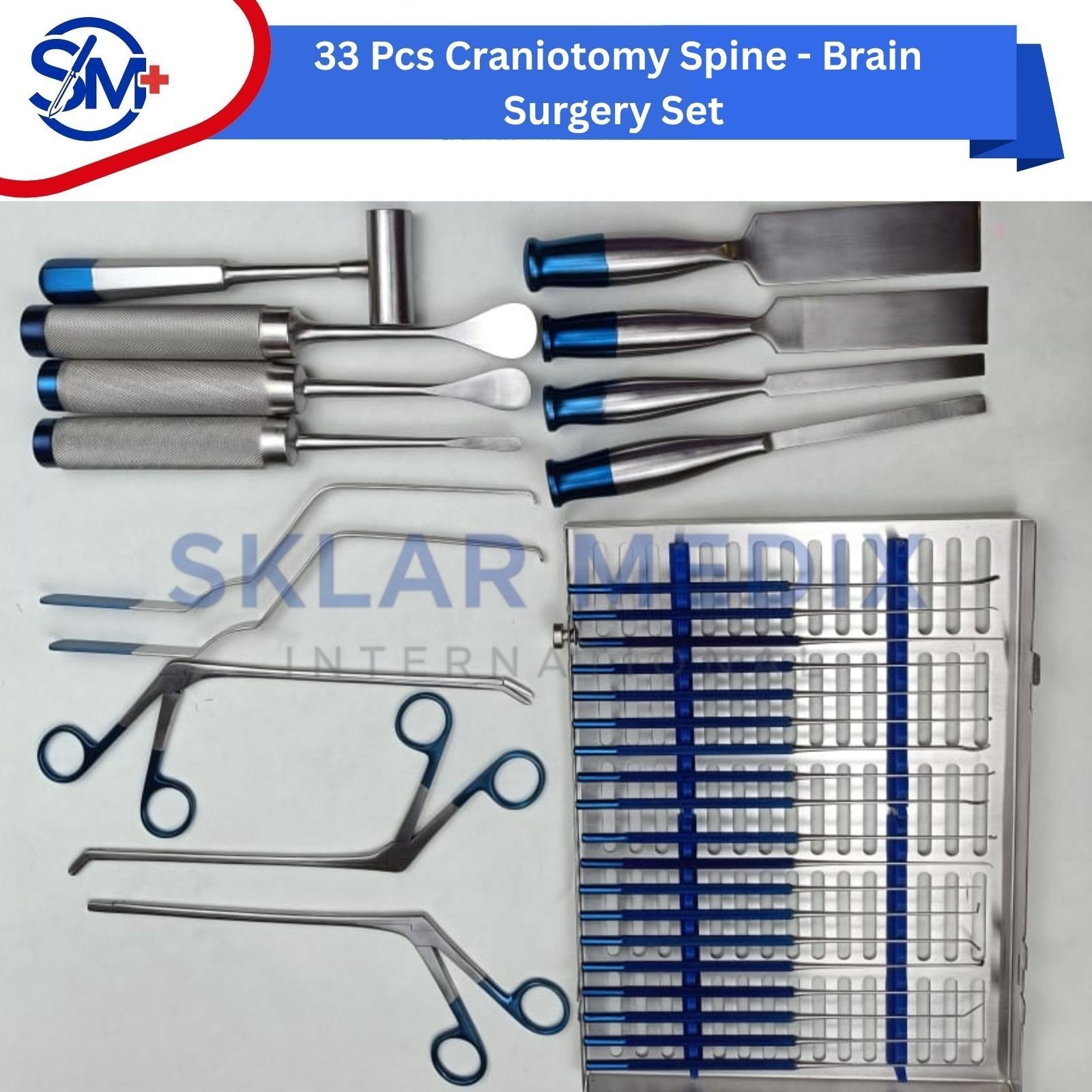 Craniotomy Spine Surgical Set 33PCS Neurosurgery Orthopedic Instruments Kit CE