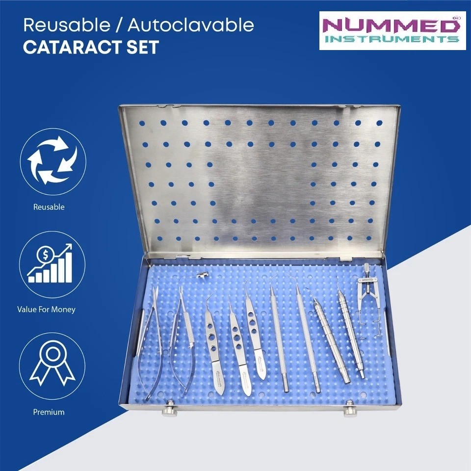 Reusable Cataract Surgical Complete Kit 12 PCS Ophthalmic Eye Instruments Kit