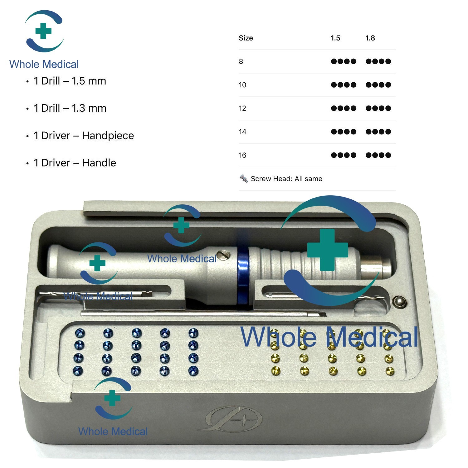 GBR Bone Graft Fixation Kit 1.5/1.8mm Titanium Screw Surgical Instrument Set