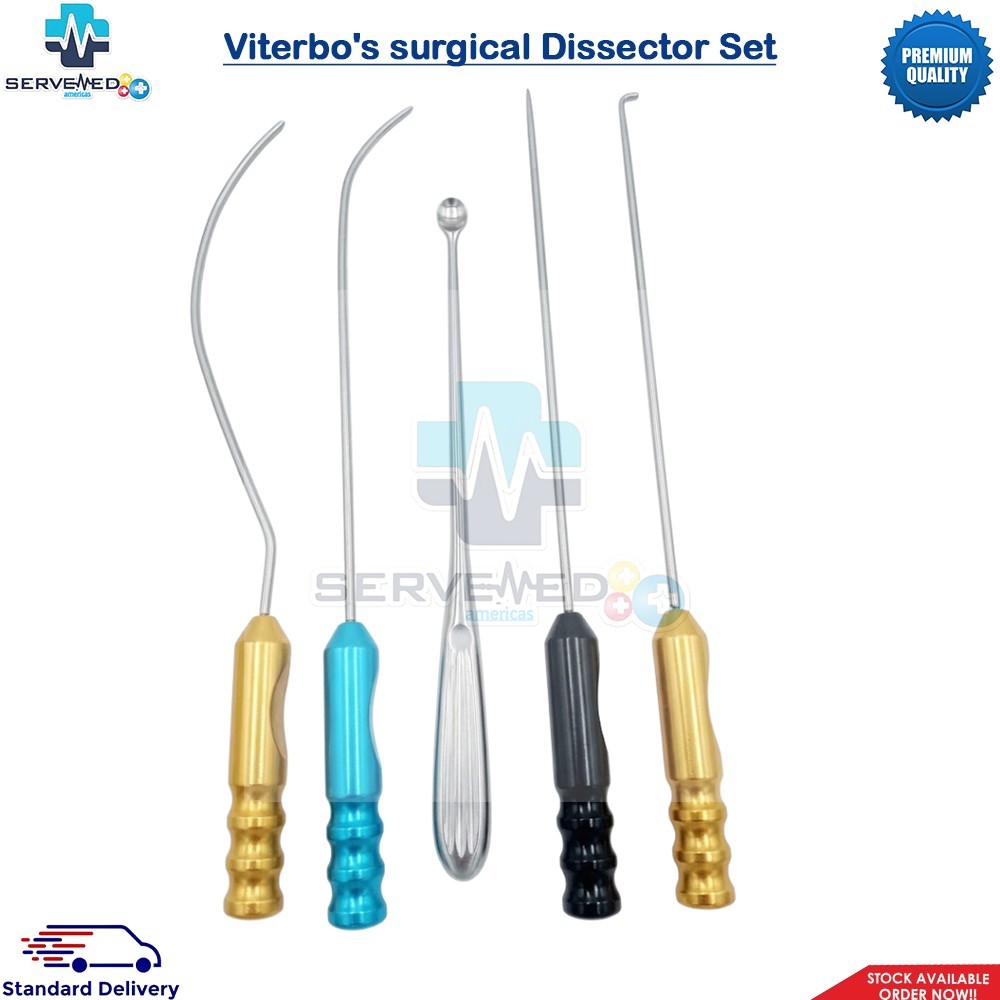 Viterbo’s surgical Dissector Set 5Pcs facelift gliding brow lift plastic surgery