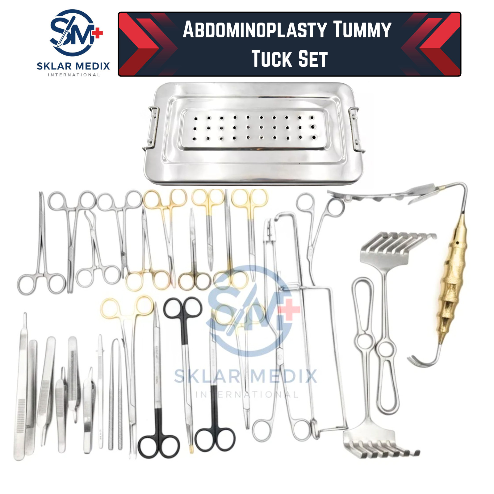 Abdominoplasty Tummy Tuck Surgery Set Of 30 PCs Plastic Surgery Instruments CE