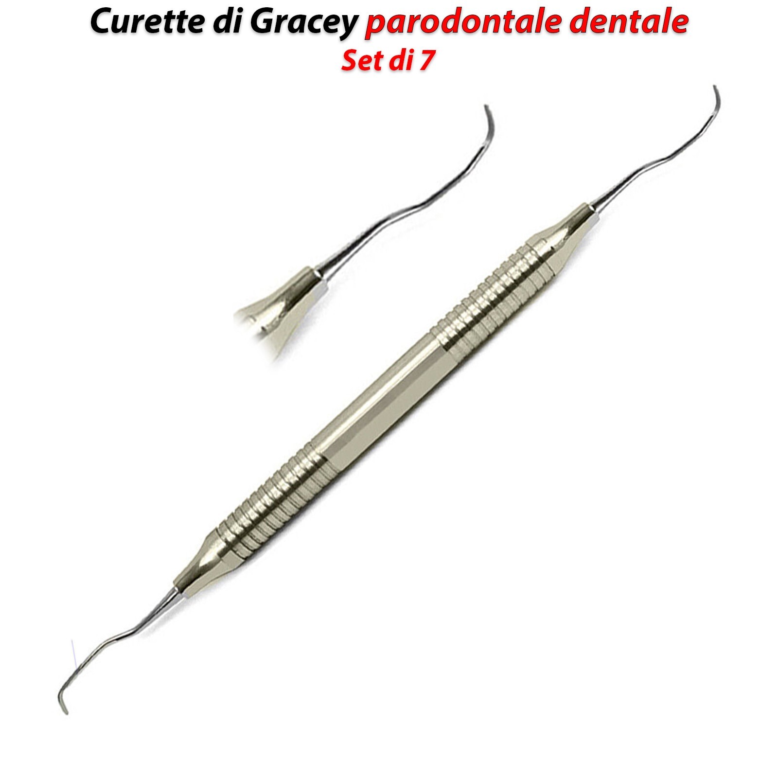 Dentale Gracey Curettes Manico Cavo strumenti parodontali chirurgici Set di 7