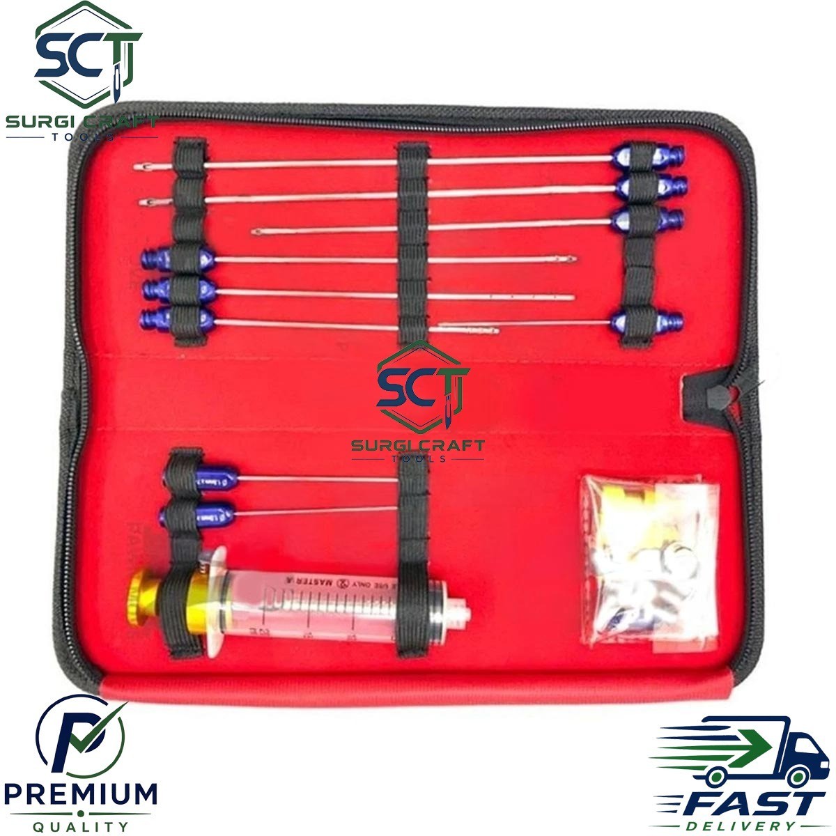 Cannula Set of 17 Pieces Liposuction Luer Lock Transplantation Fat Transfer Kit