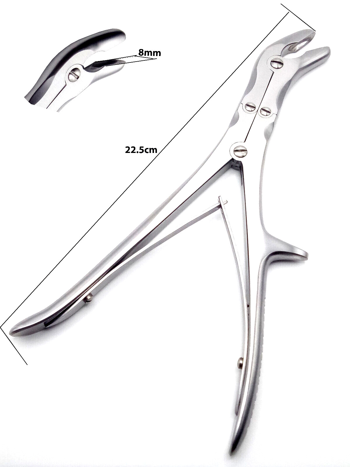 2 Echlin Duckbill Bone Rongeur 22.5cm Bite 8mm STR & CUR Orthopedic Instruments