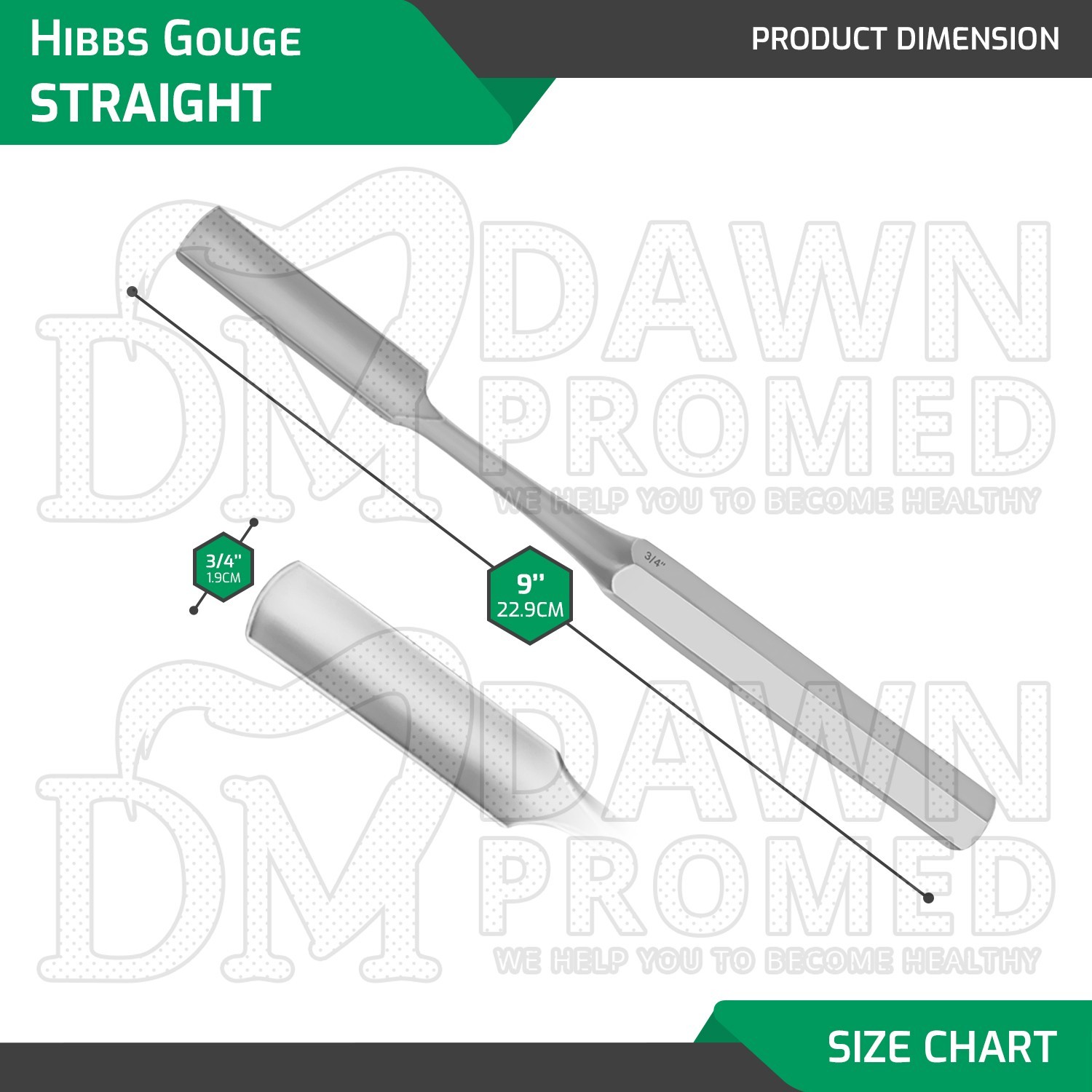 HIBBS Orthopedic Bone Gouge 9″ Straight 3/4″ Blade Surgical Instrument German Gr