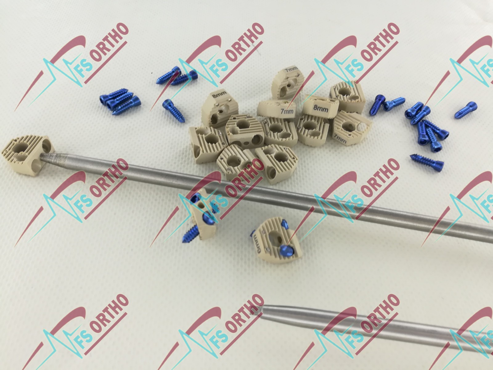 6mm Locking CERVICAL FUSION SPINE CAGE (PEEK Material) with SCREWS , 16Pcs