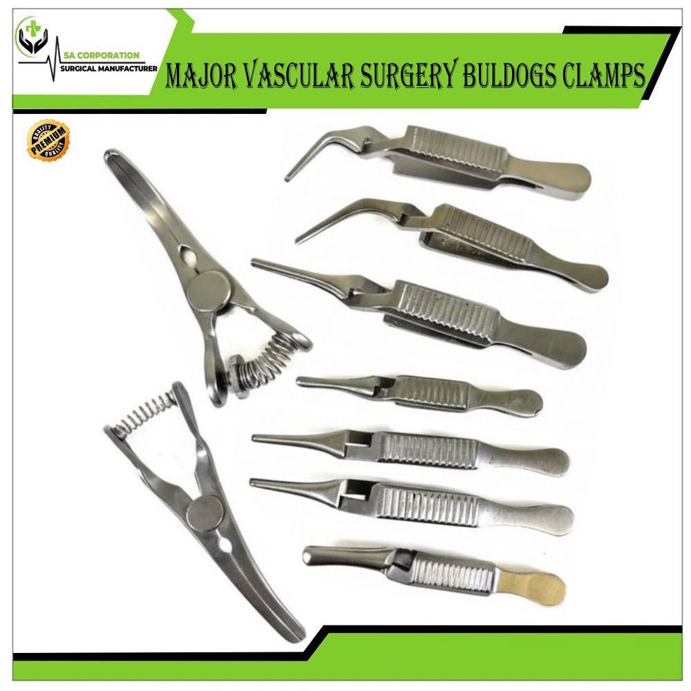 Major Vascular Surgery Buldogs Clamps Set Surgical Instrument Set Of 9 Pcs
