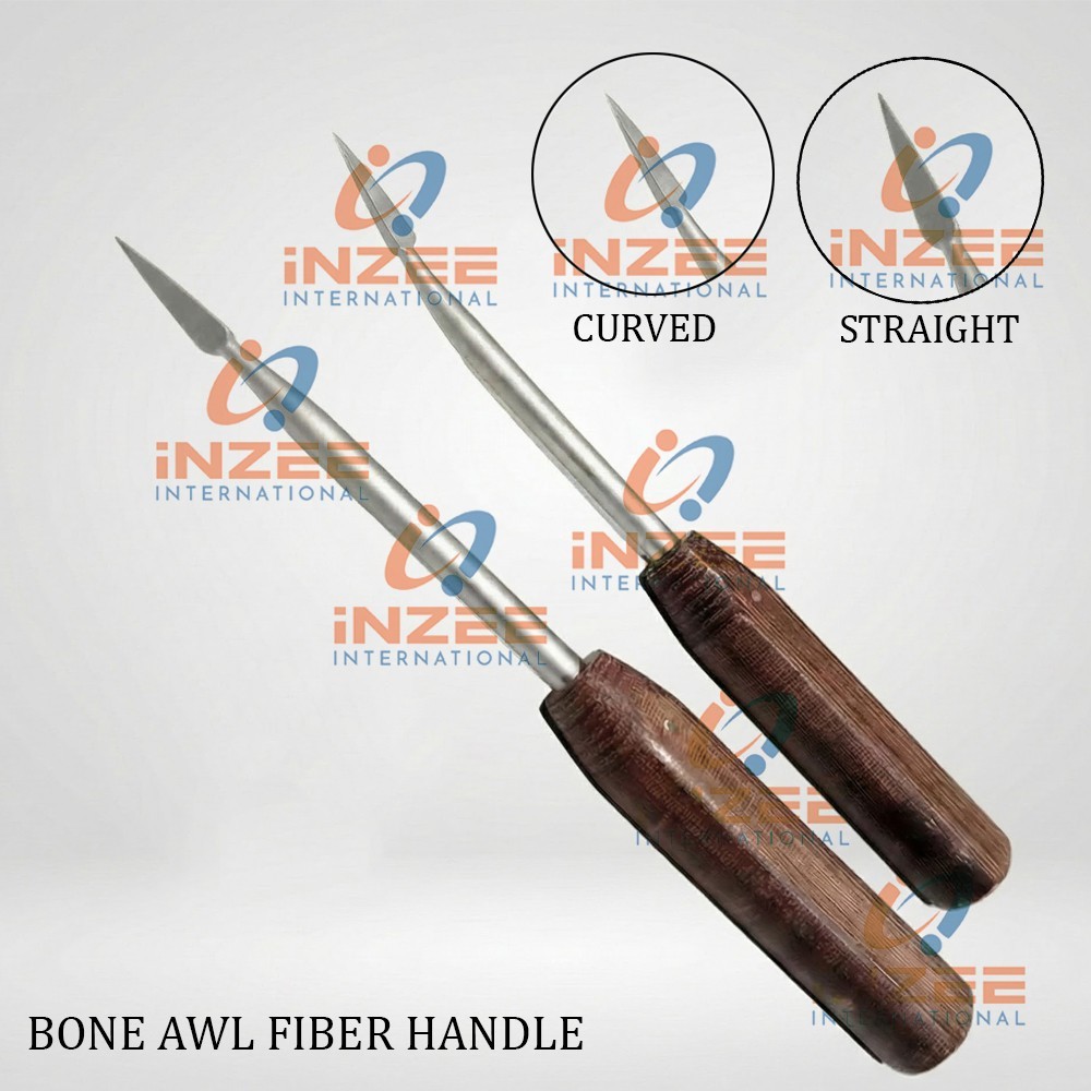 Bone Awl Fiber Handle Straight & Curved 2 PCs Set Orthopedic Surgery Instruments