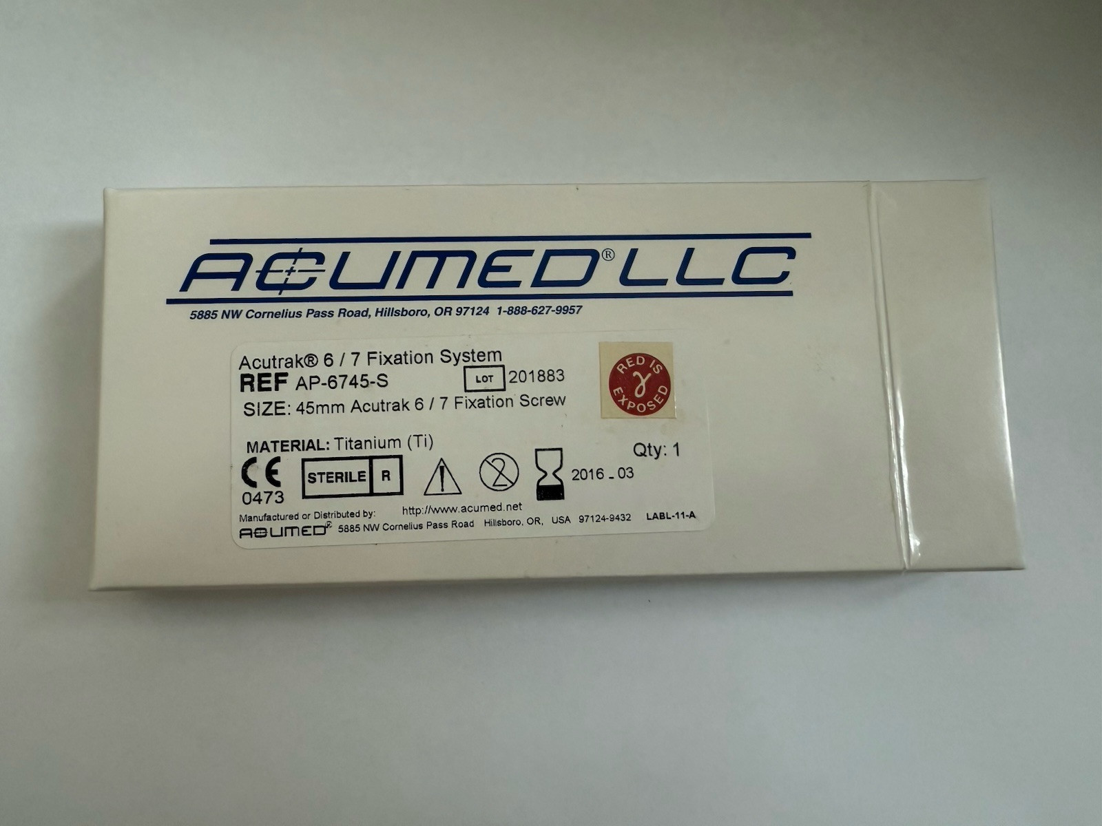 Acumed Acutrak Headless Compression Screw