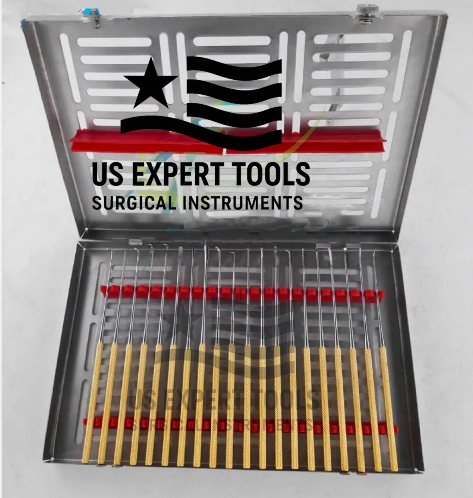 Rhoton Micro Dissector Expanded Set 20 Pcs Neurosurgery Instruments WITH GOLD