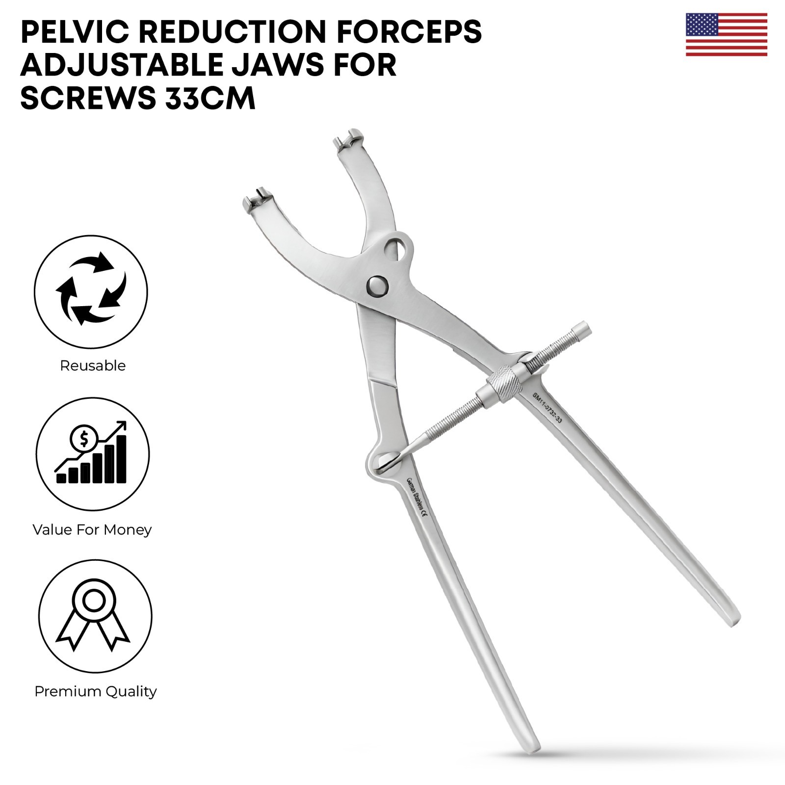 Pelvic Bone Reduction Forceps 33cm Adjustable Jaws Orthopedic Instrument