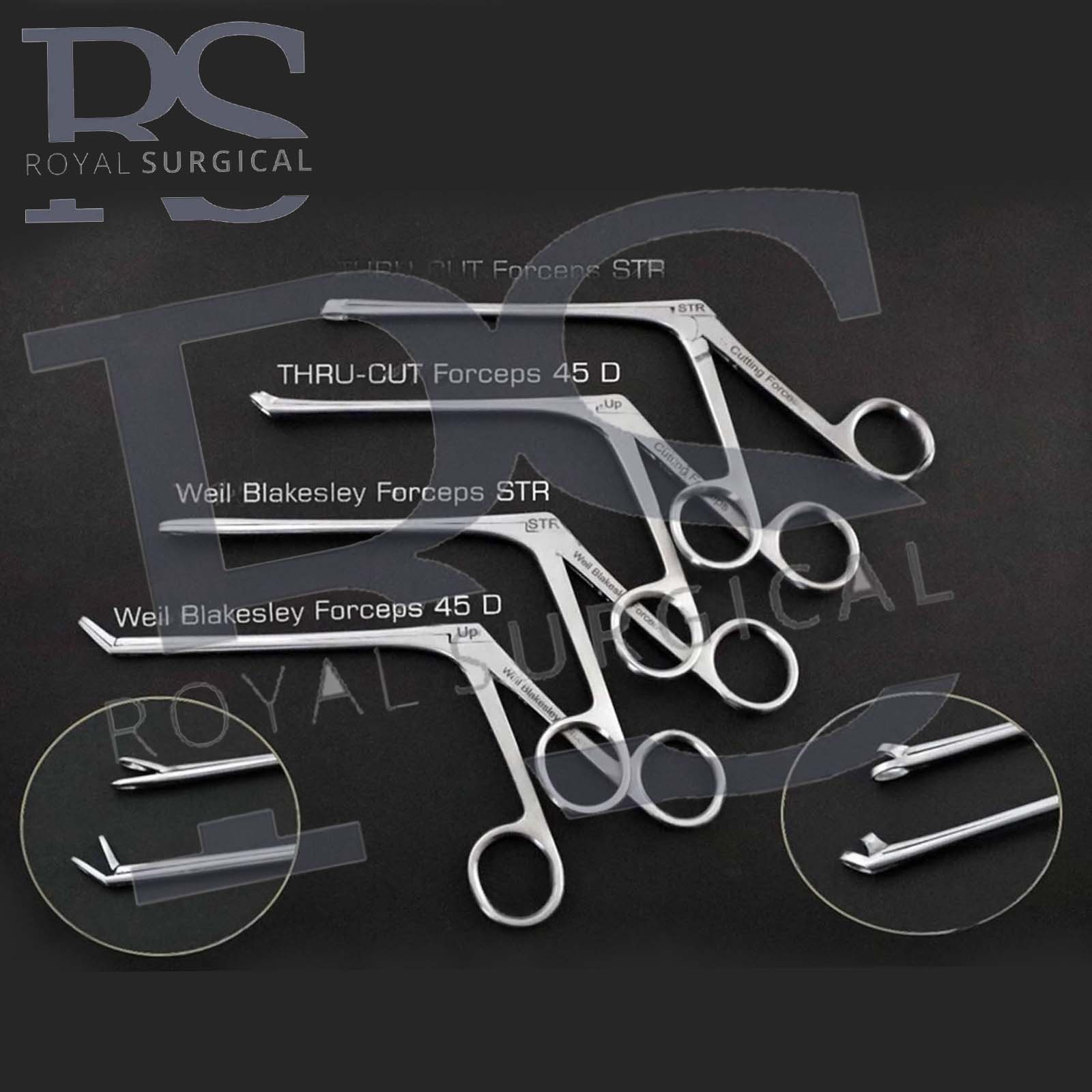 Weil Blakesley & Thru Cut Nasal Forceps Straight And 45 Degree 4 PCs Set