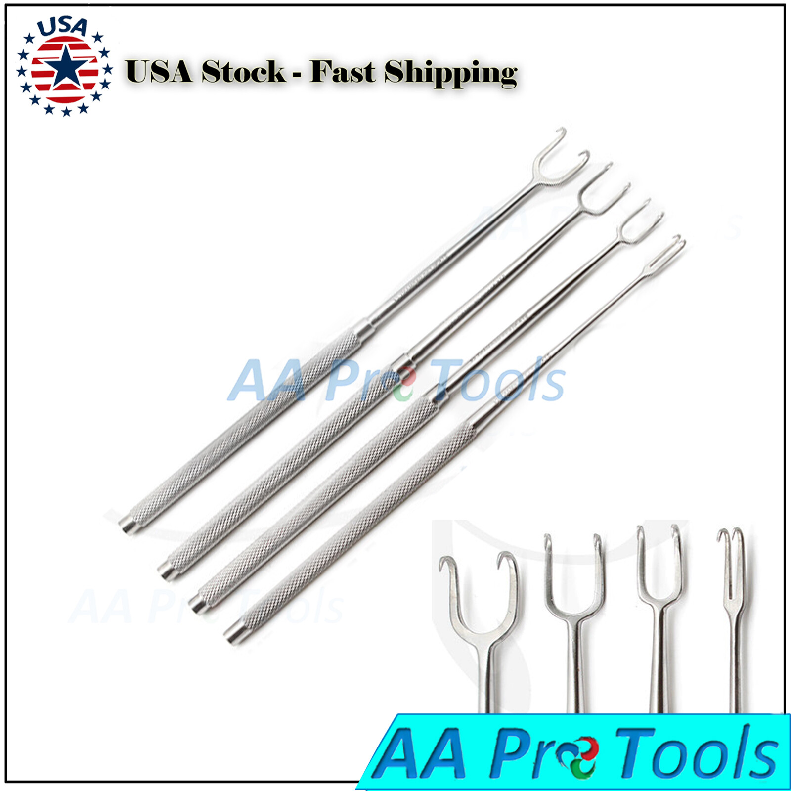 Joseph Skin Hook Set of 4 Pieces Double Sharp Prongs Size 2MM, 5MM, 7MM, 10MM