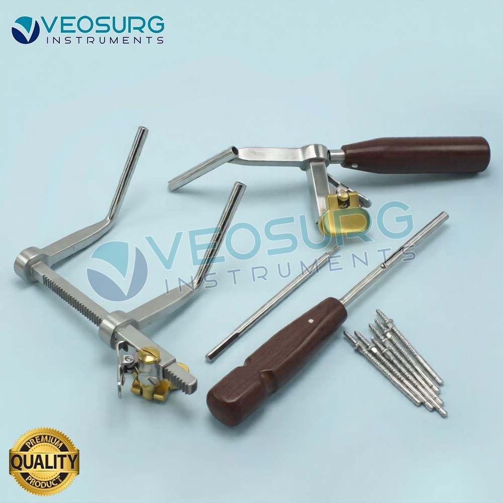 OR Grade Caspar Cervical Distractor Left Set With Screw Drivers Spine Instrument