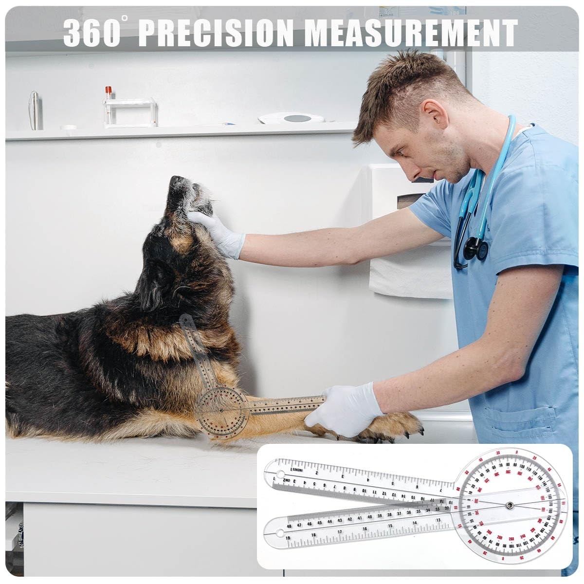 Goniometer Set 3 Pieces of 6/8/12 Inch, Transparent Orthopedic Angle Ruler…