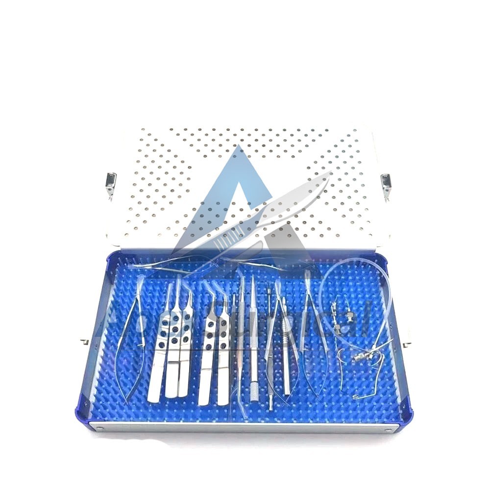 21PCS Ophthalmic Cataract Set surgical instruments with sterilization tray case