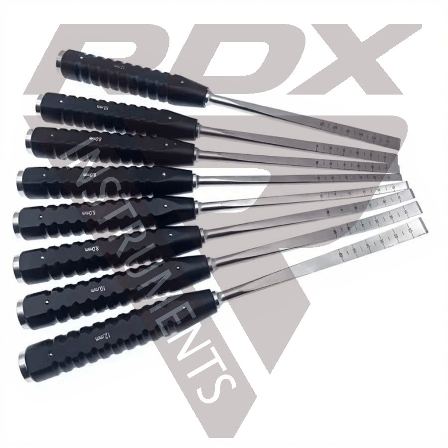 Bone Osteotome Straight & Curved Set Of 8 pcs Orthopedic Instruments