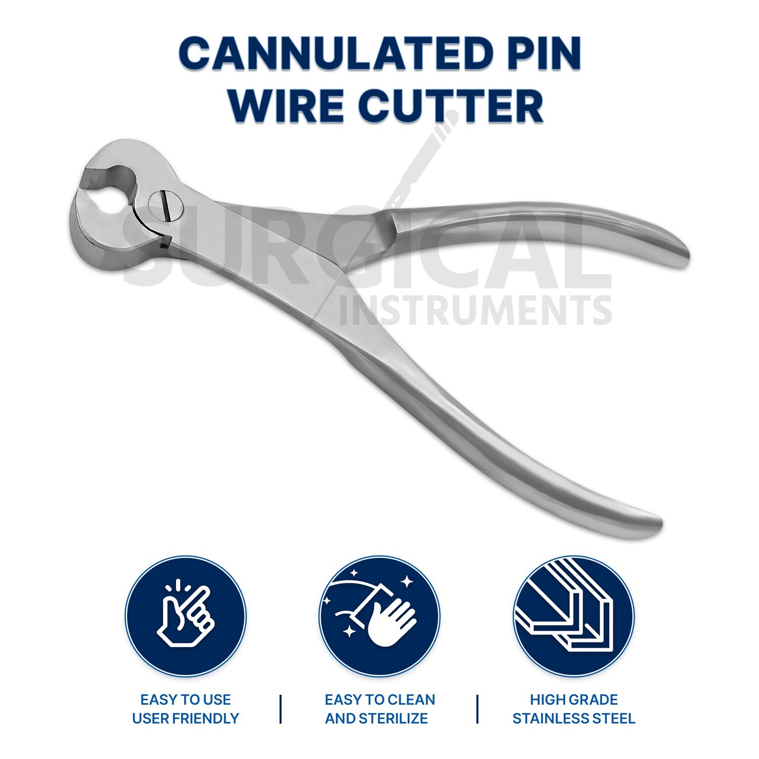 Cannulated Pin and Wire Cutter Orthopedic Surgical 7.50″ Stainless German Grade