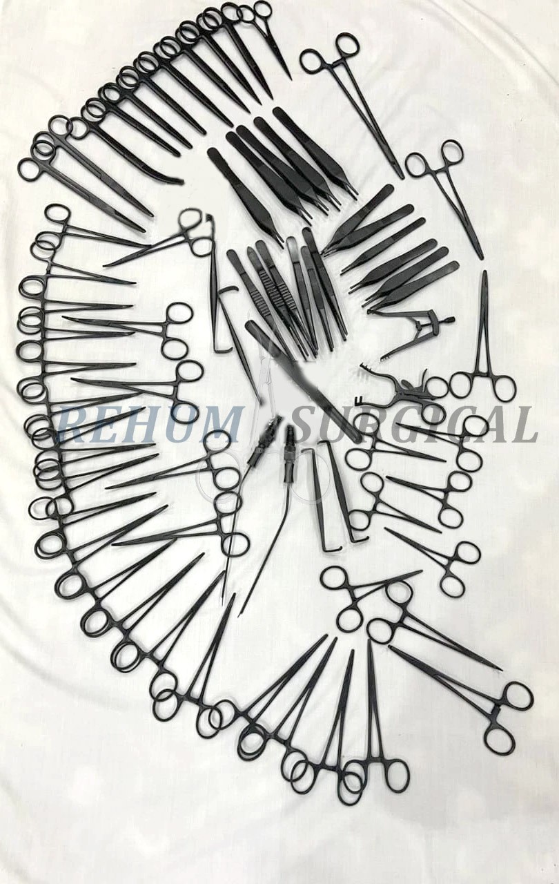 72 Pcs Plastic Surgery Set Surgical instruments Kit BLACK COATED
