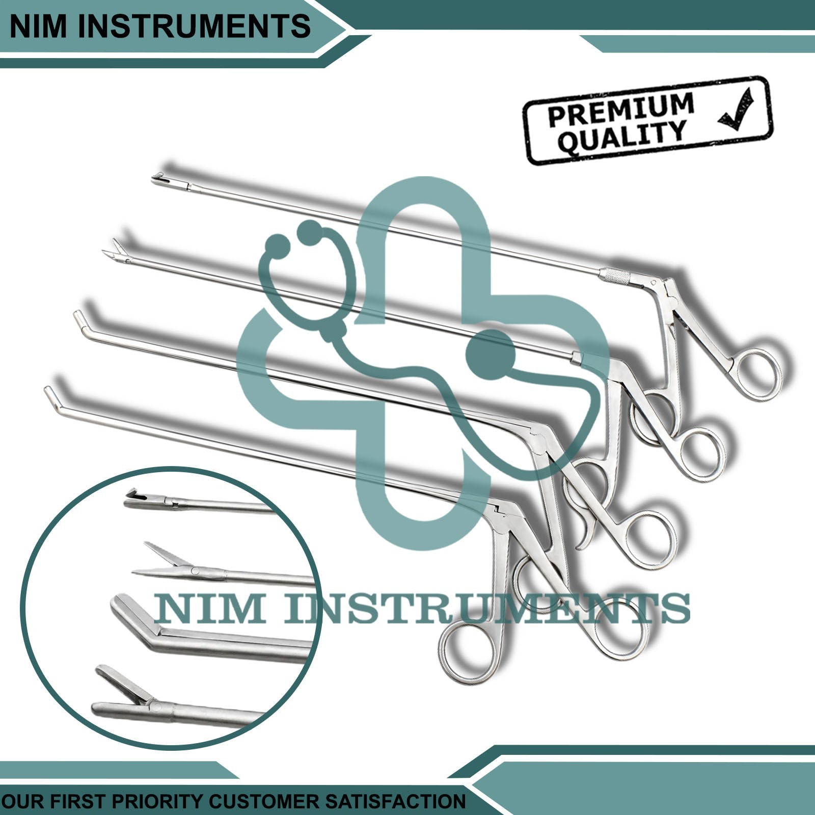 Fess Instruments 4 PCs Set Endoscopic Sinus Surgery ENT Instrument Set 25cm