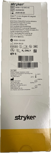 Stryker 6290-112-040-40 Pello 4mm Shaver Blade 5 in one Box