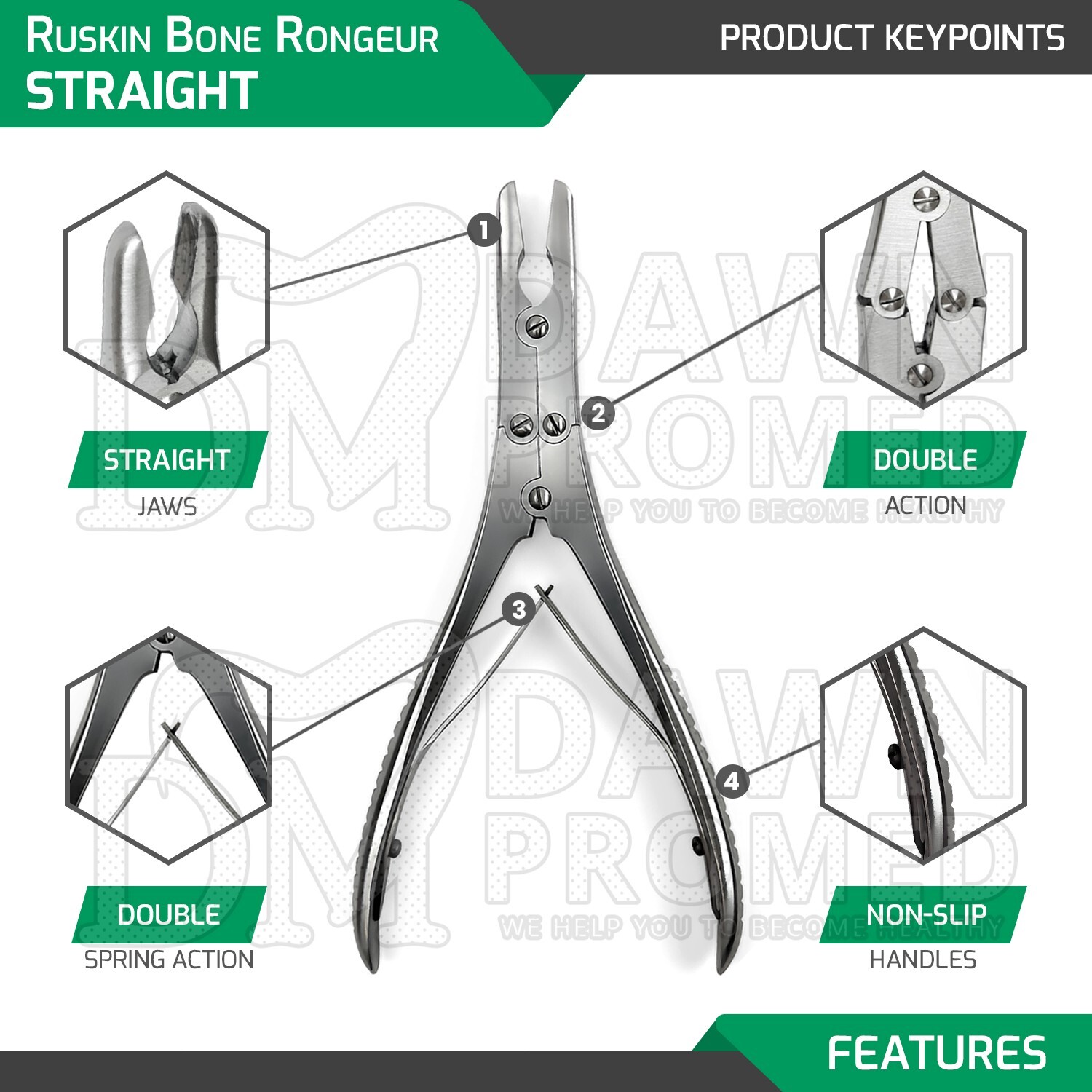 Ruskin Bone Rongeur Straight 5mm Bite 7.5″ Orthopedic Instruments German Grade