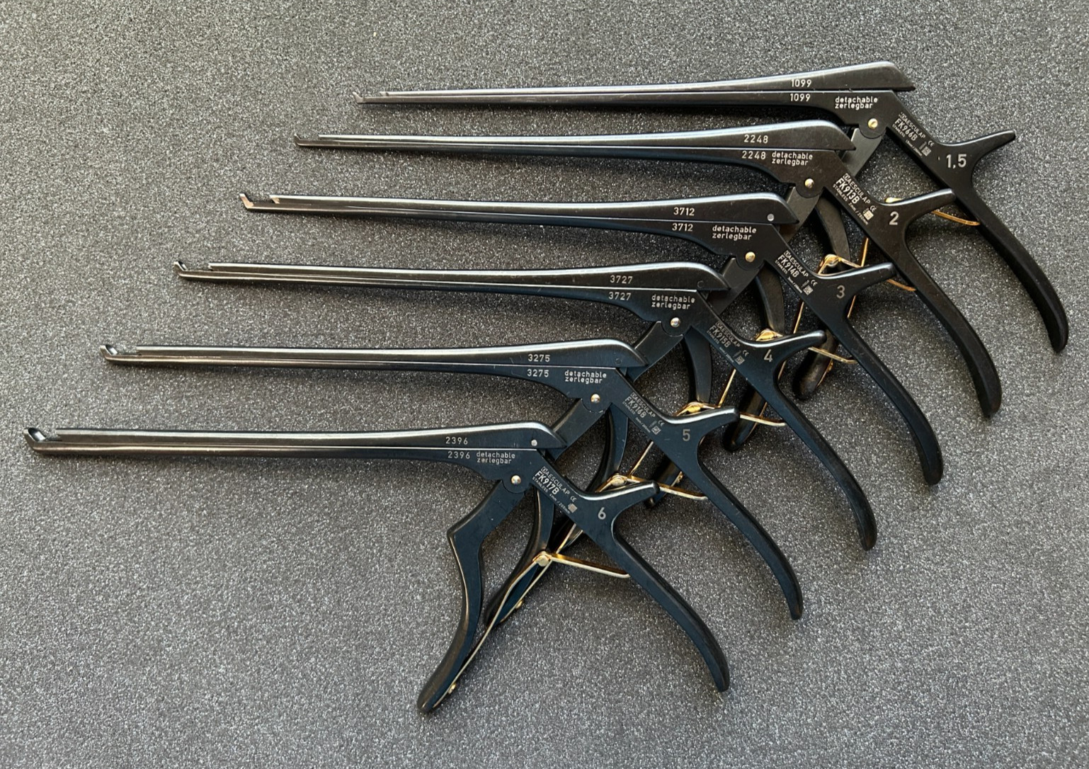 Aesculap Detachable Kerrison Rongeur/Punch 40° Up 1.5mm-6mm Set of 6 Spine/Neuro
