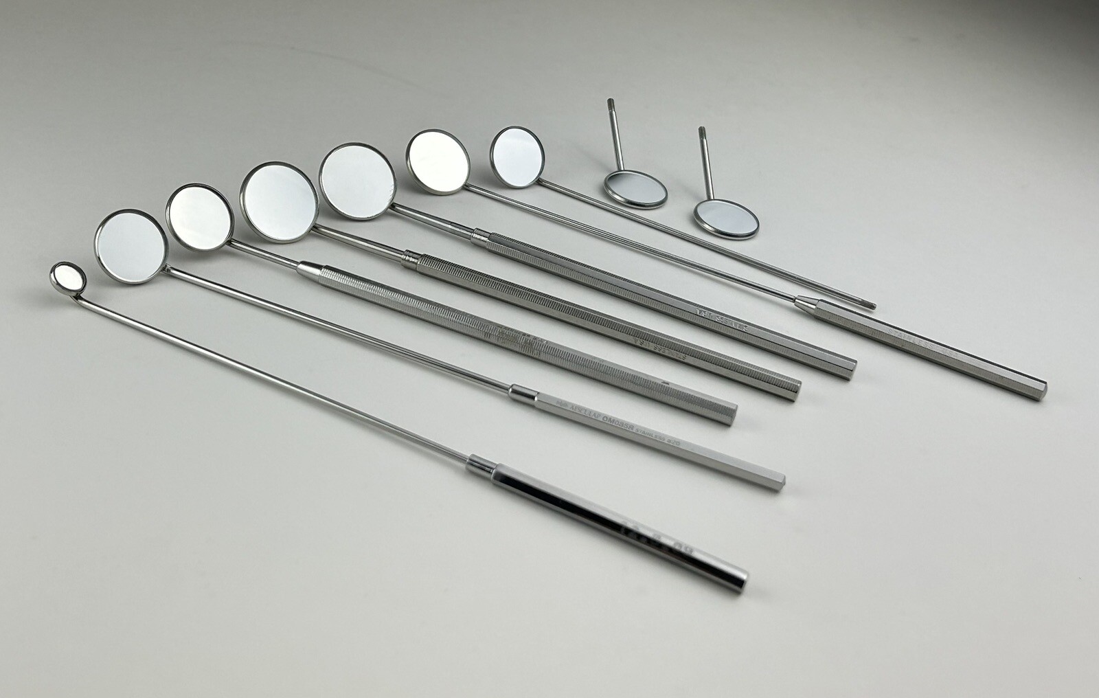 Laryngeal Surgical Mirror Lot of 6 Complete Mirrors With 3 Tips AESCULAP OM085R