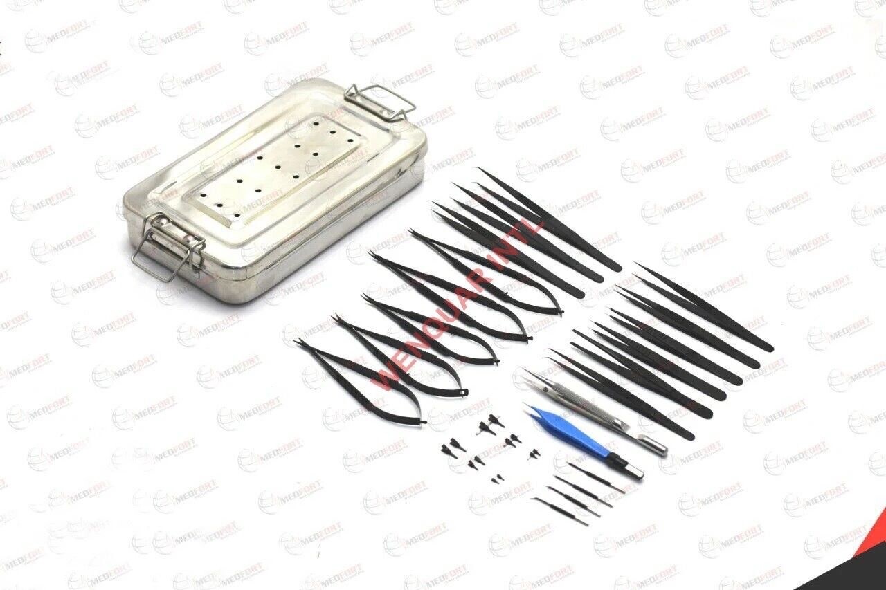 Matte Black-Line Micro Surgery Insturmants Set Of 33 Pcs Plastic Surgery