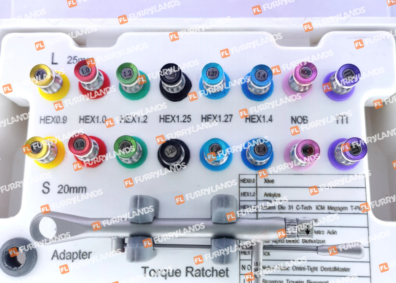 Dental Prosthetic Universal Implant Kit Torque Ratchet & Hand Drivers 16 Pcs SS