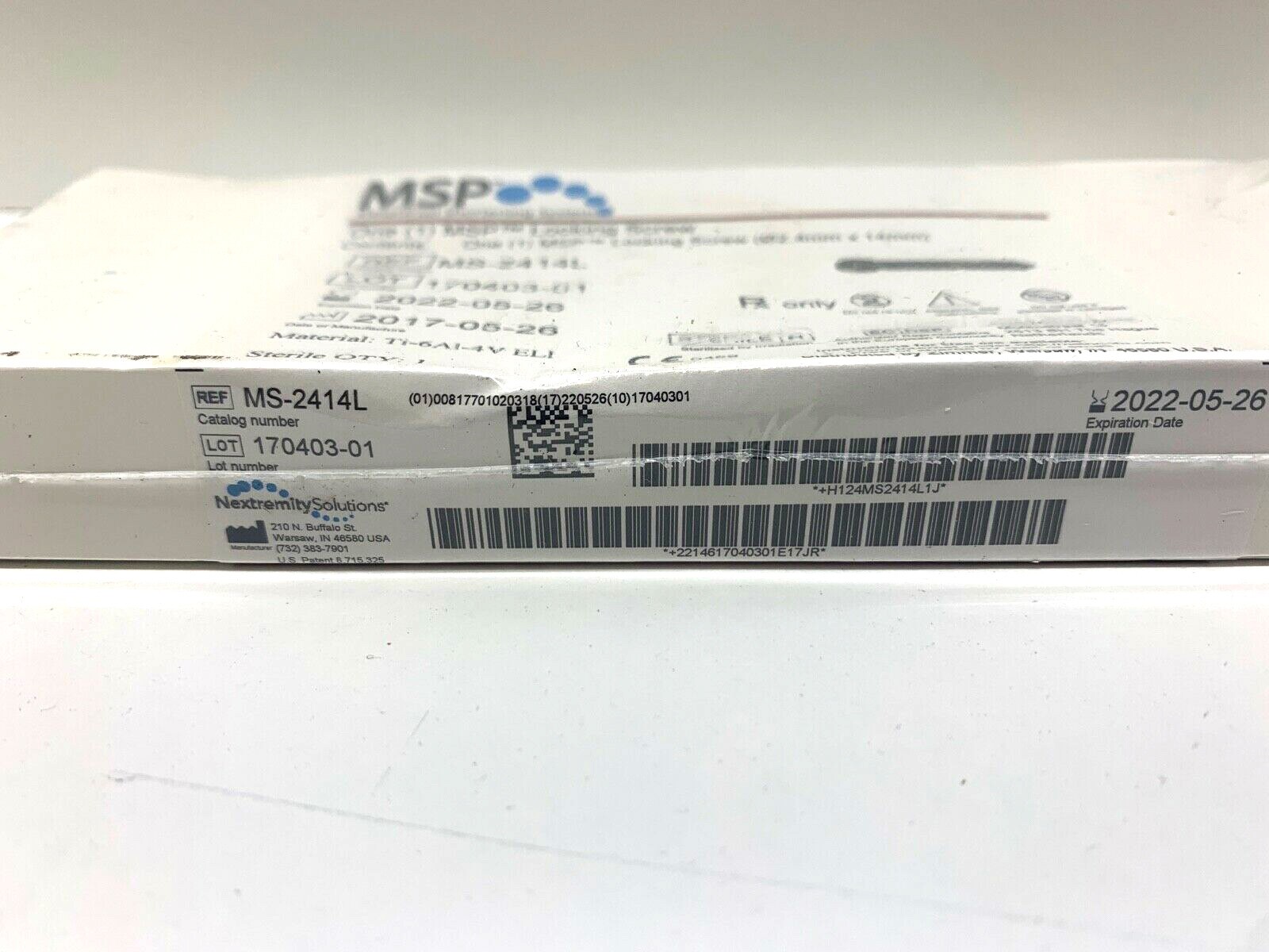 One (1) MSP Orthopedic Locking Screw 02.4mm x 14mm